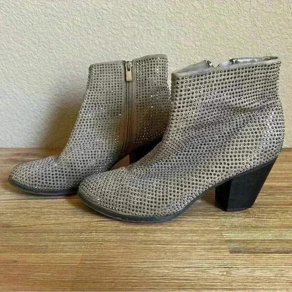 Juicy Couture Avora Taupe Sequined Ankle Booties Women’s Size 8 Medium - Picture 2 of 12